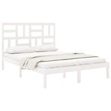 Bed Frame without Mattress White Solid Wood 135x190 cm Double