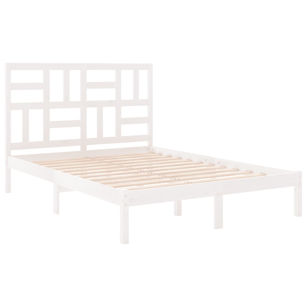 Bed Frame without Mattress White Solid Wood 135x190 cm Double