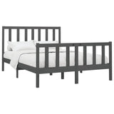 Bed Frame without Mattress Grey 150x200 cm King Size Solid Wood Pine