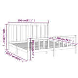 Bed Frame without Mattress Grey 200x200 cm  Solid Wood Pine