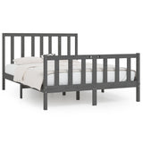 Bed Frame without Mattress Grey 150x200 cm King Size Solid Wood