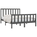 Bed Frame without Mattress Grey 150x200 cm King Size Solid Wood