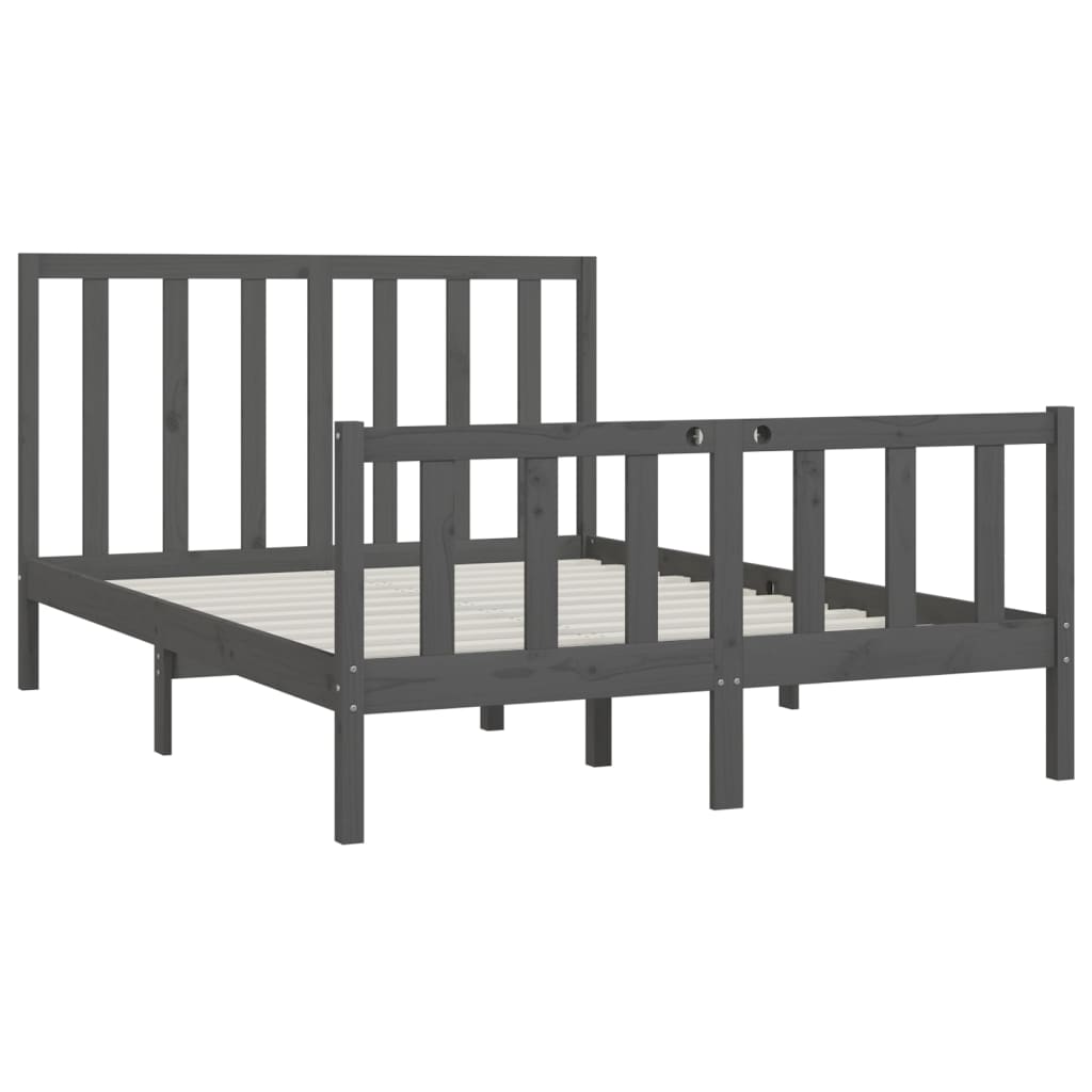 Bed Frame without Mattress Grey 150x200 cm King Size Solid Wood