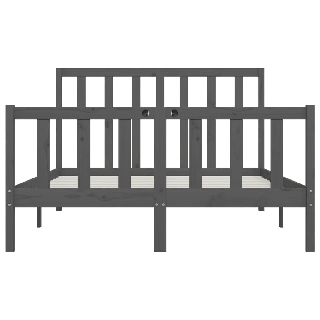 Bed Frame without Mattress Grey 150x200 cm King Size Solid Wood
