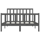 Bed Frame without Mattress Grey 150x200 cm King Size Solid Wood