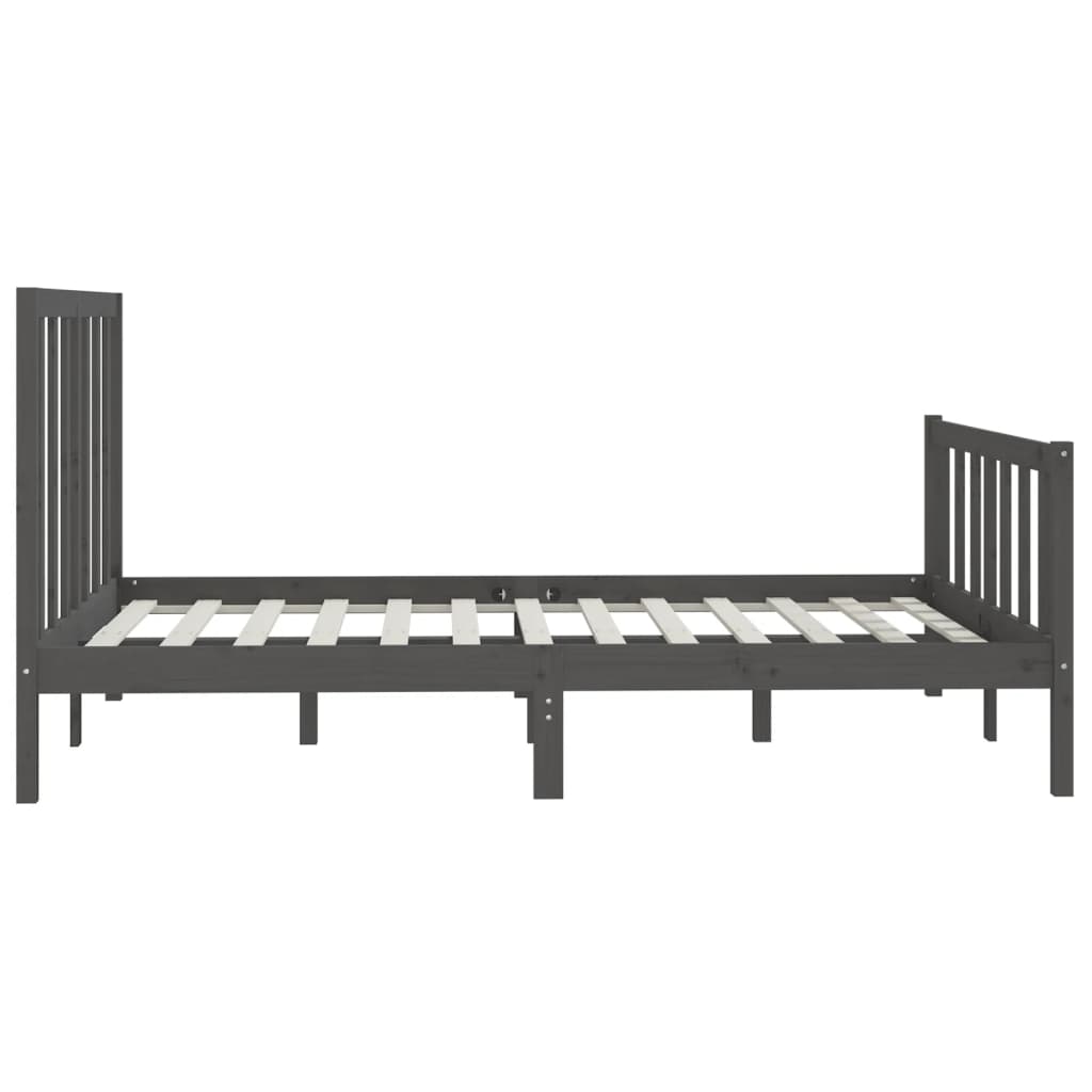 Bed Frame without Mattress Grey 150x200 cm King Size Solid Wood