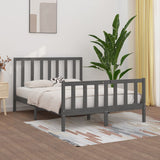 Bed Frame without Mattress Grey 150x200 cm King Size Solid Wood