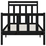 Bed Frame without Mattress Black Solid Wood Pine 100x200 cm