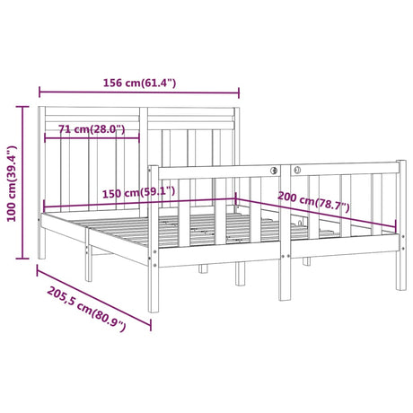 Bed Frame Without Mattress Solid Wood Pine King Size