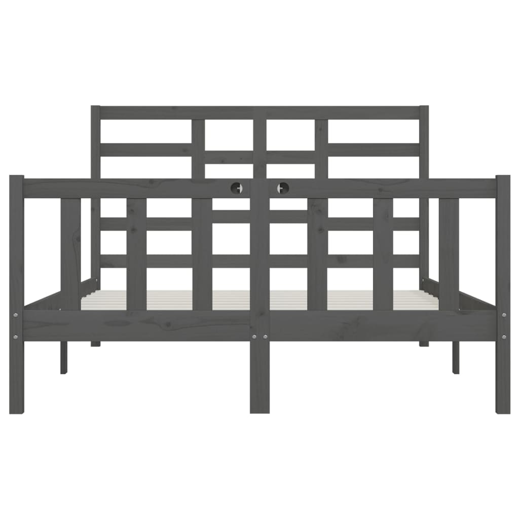 Bed Frame without Mattress Grey 150x200 cm King Size Solid Wood