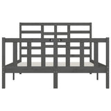 Bed Frame without Mattress Grey 150x200 cm King Size Solid Wood