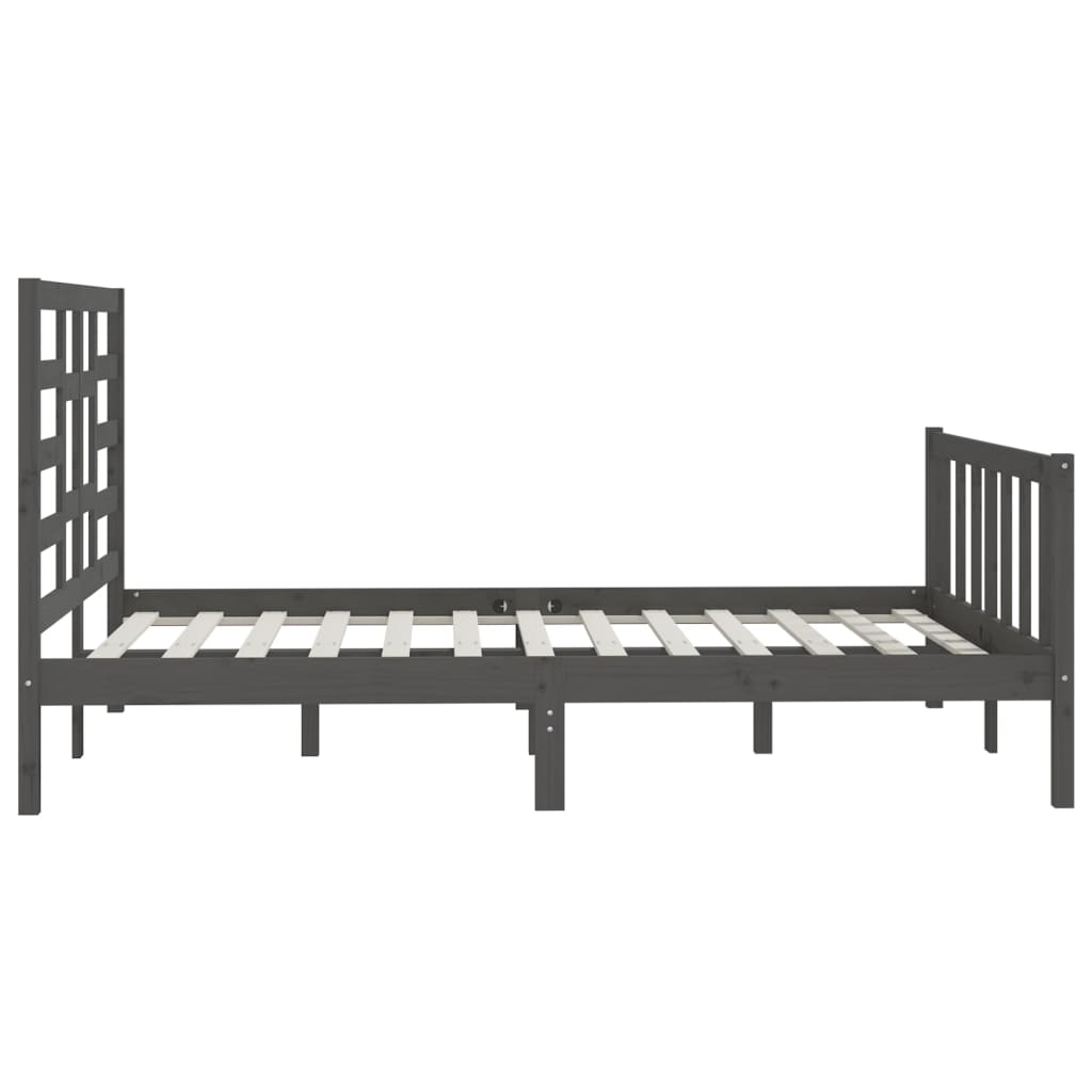 Bed Frame without Mattress Grey 150x200 cm King Size Solid Wood