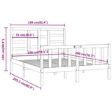 Bed Frame without Mattress Grey 150x200 cm King Size Solid Wood