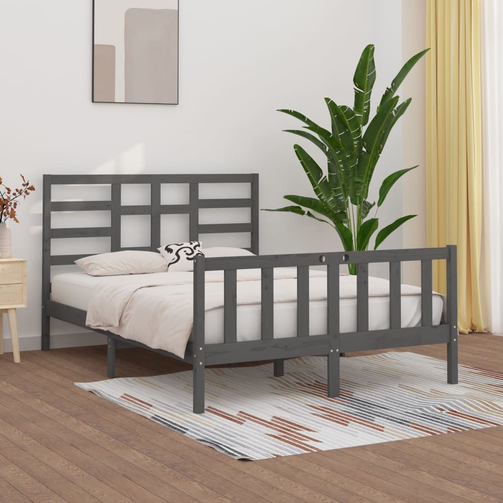 Bed Frame without Mattress Grey 150x200 cm King Size Solid Wood