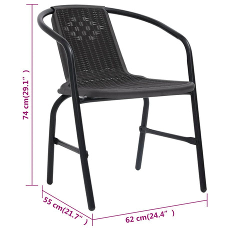 Garden Chairs 8 Pcs Plastic Rattan And Steel 110 Kg