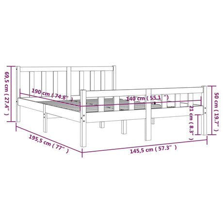 810661  Bed Frame Without Mattress Solid Wood