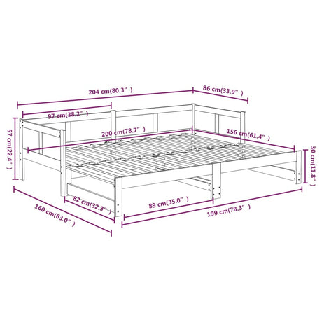 Pull-Out Day Bed Without Mattress 2X(80X200) Cm