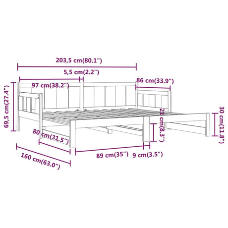 Pull-Out Day Bed Without Mattress 2X(80X200) Cm