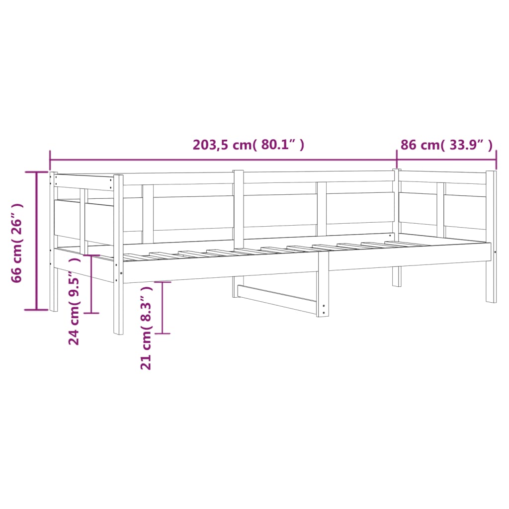 Day Bed Without Mattress Solid Wood Pine