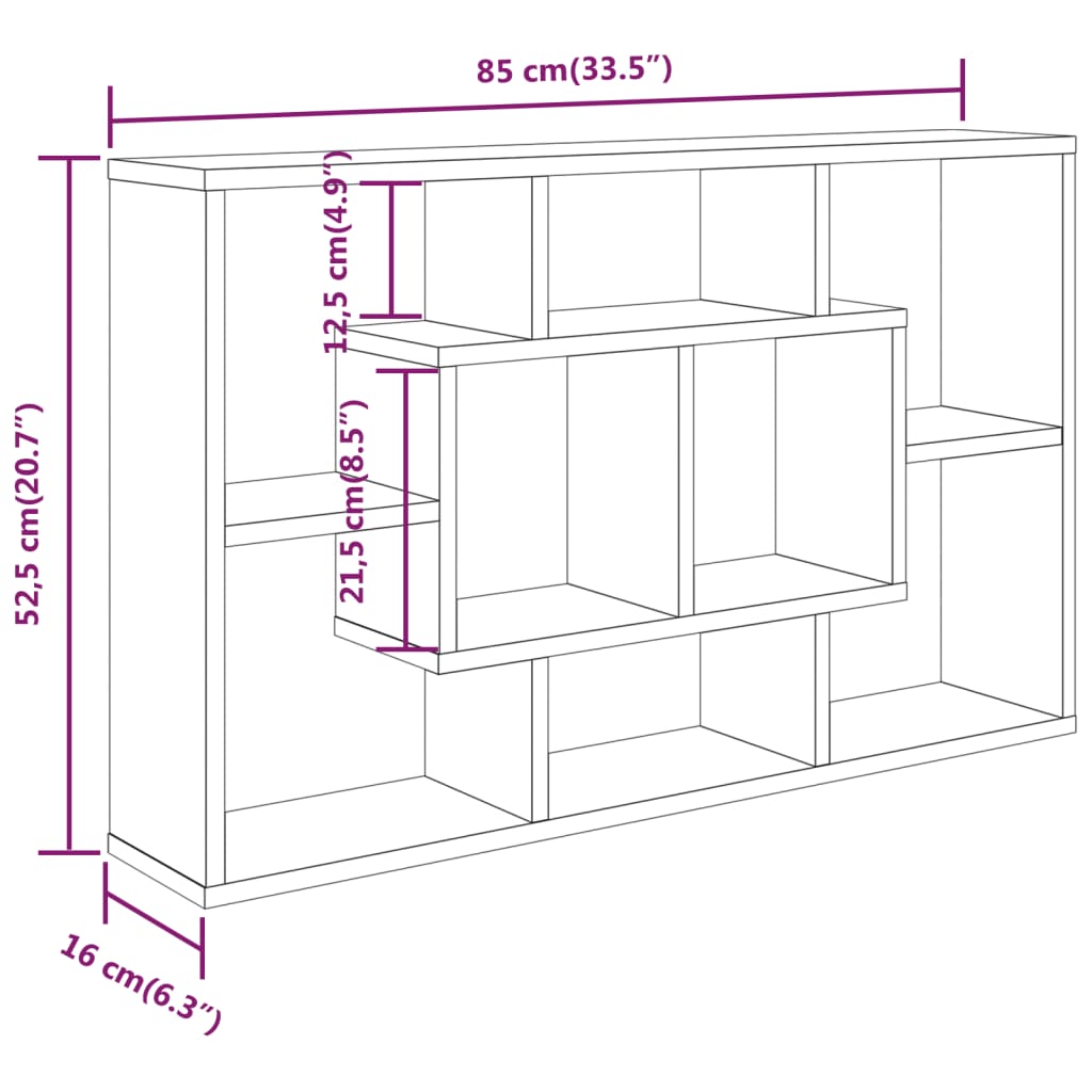Wall Shelf 85X16X52.5 Cm Engineered Wood
