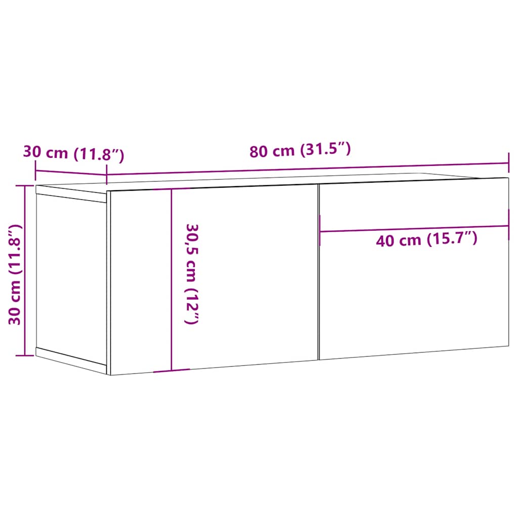 Tv Cabinets 2 Pcs 80X30X30 Cm Engineered Wood