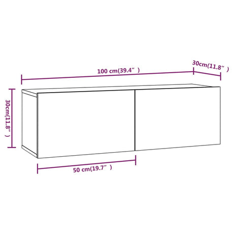 Wall Tv Cabinets 2 Pcs 100X30X30 Cm Engineered Wood