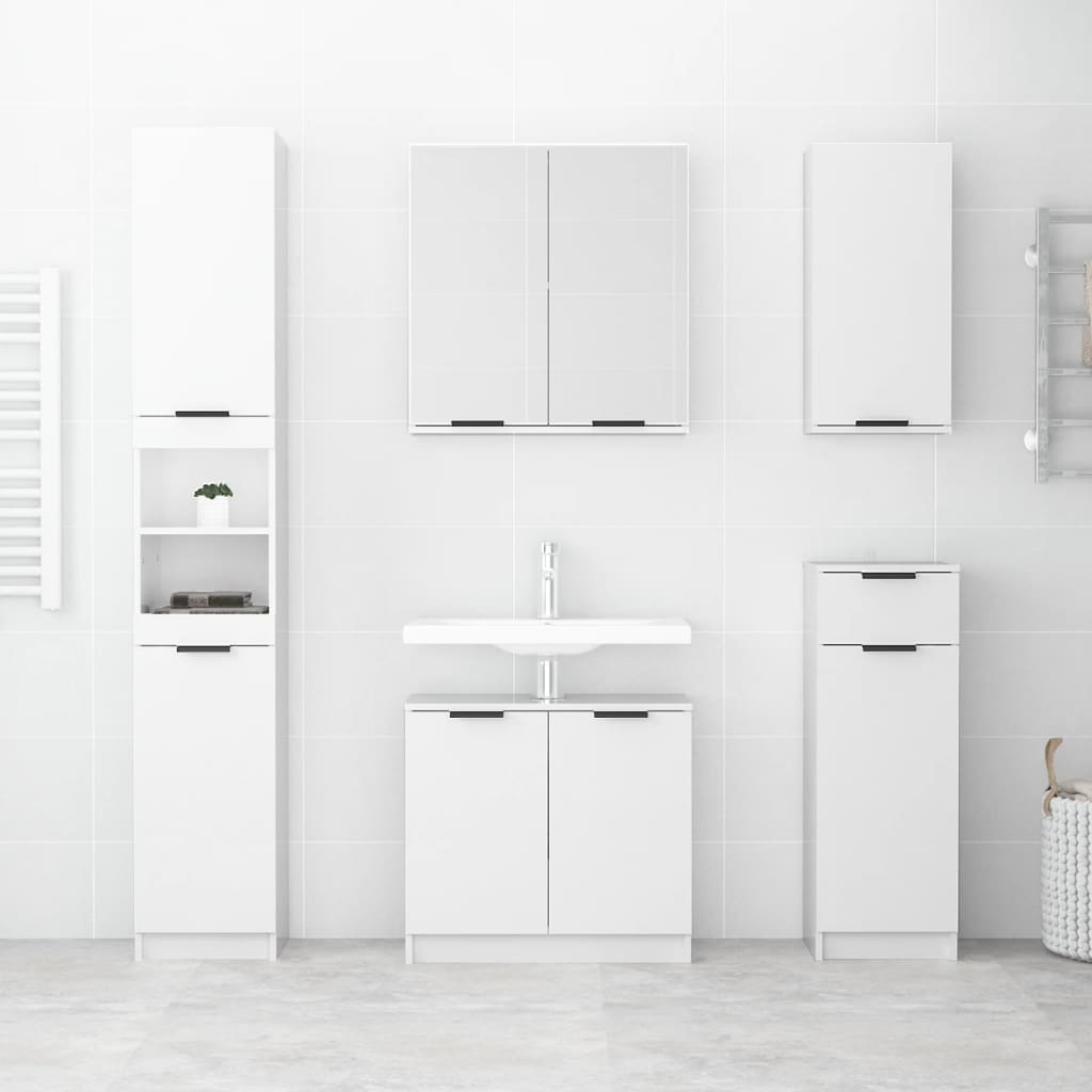 Bathroom Cabinet High Gloss White 64.5x33.5x59cm Engineered Wood