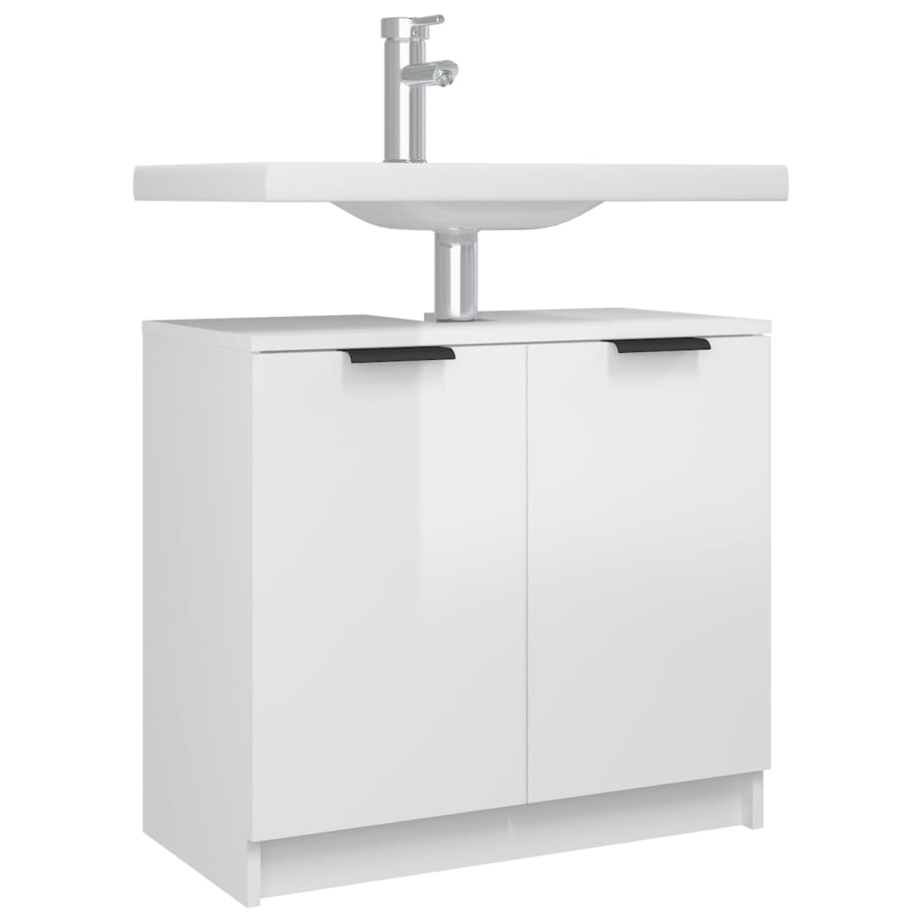 Bathroom Cabinet High Gloss White 64.5x33.5x59cm Engineered Wood