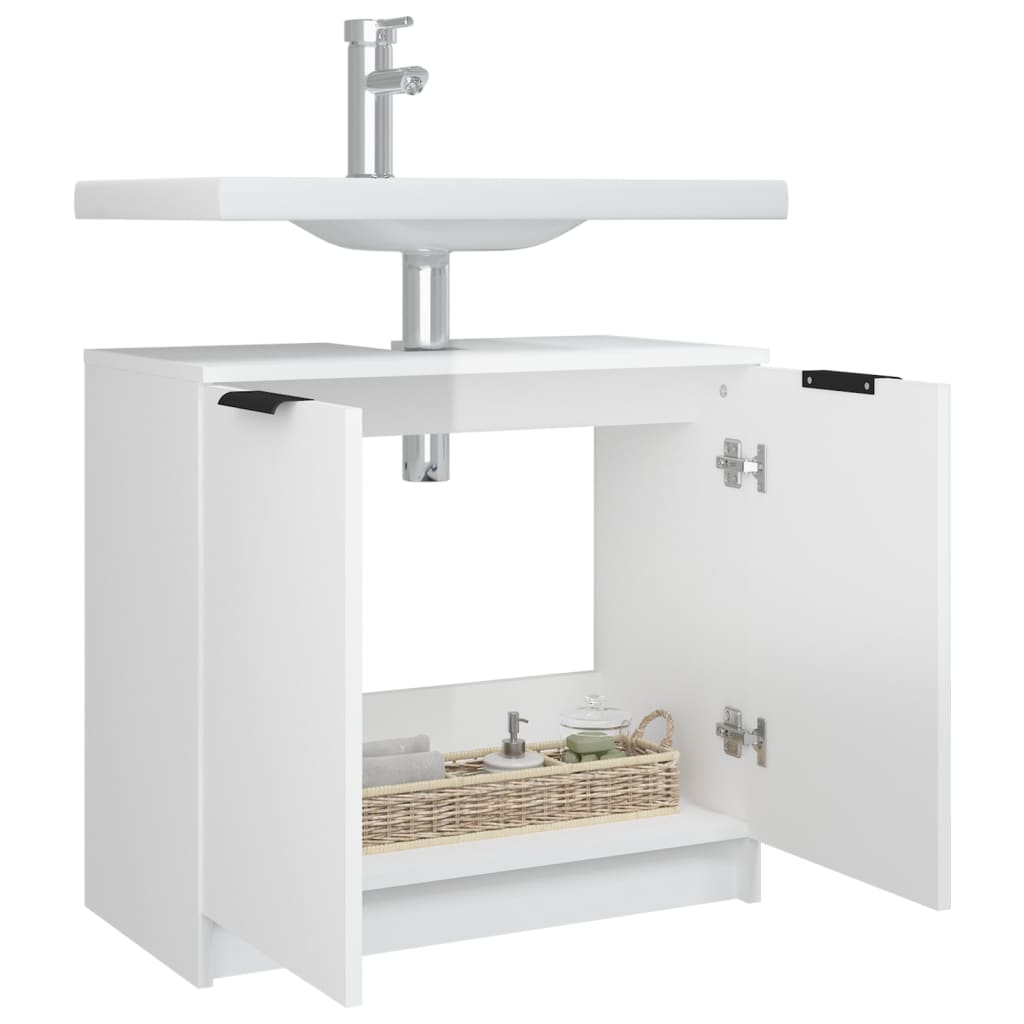 Bathroom Cabinet High Gloss White 64.5x33.5x59cm Engineered Wood