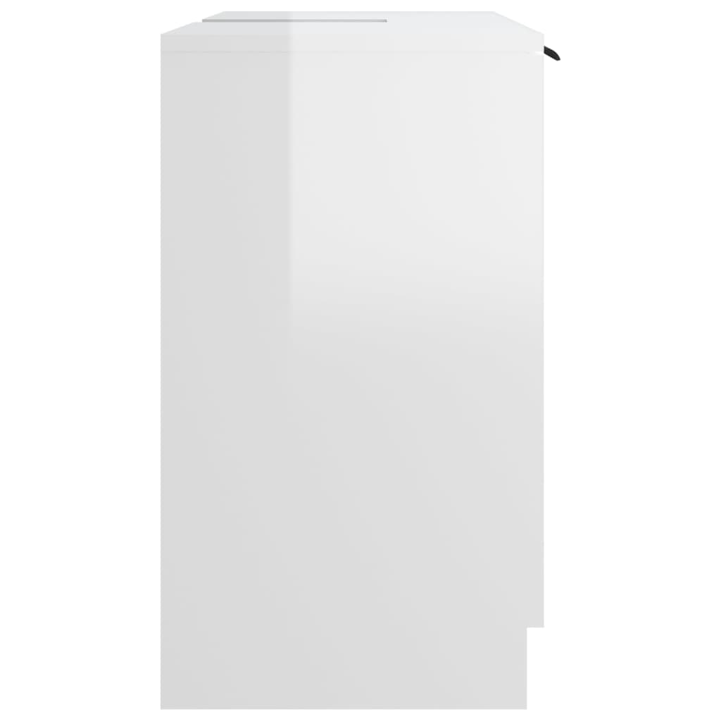 Bathroom Cabinet High Gloss White 64.5x33.5x59cm Engineered Wood