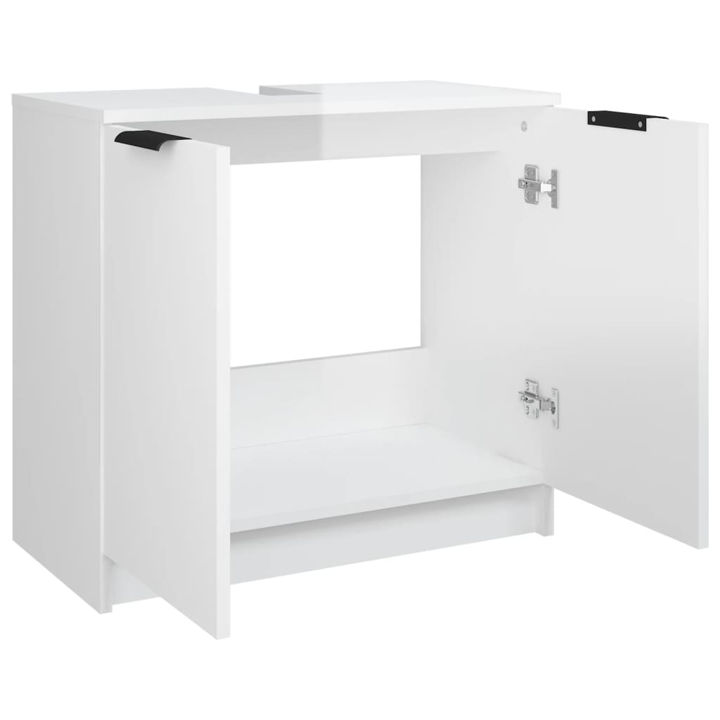 Bathroom Cabinet High Gloss White 64.5x33.5x59cm Engineered Wood