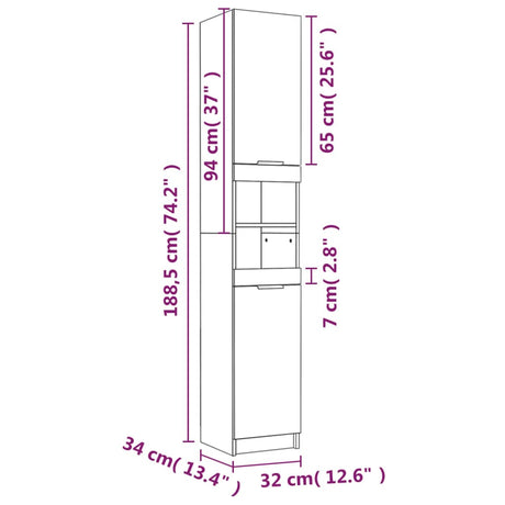 Bathroom Cabinet 32X34X188.5 Cm Engineered Wood