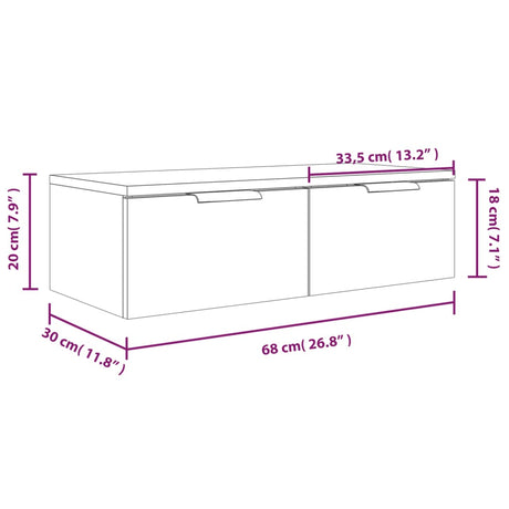 Wall Cabinet Concrete Grey 68X30X20 Cm Engineered Wood