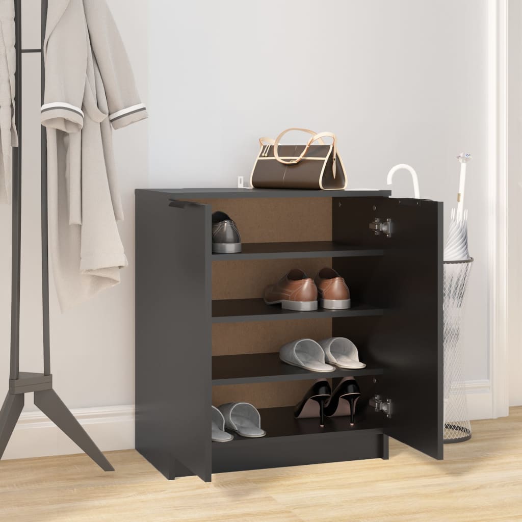 Shoe Cabinet Black 59X35X70 Cm Engineered Wood