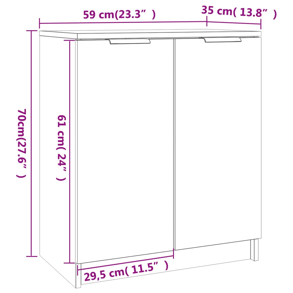 Shoe Cabinet Black 59X35X70 Cm Engineered Wood