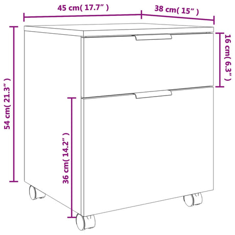 Mobile File Cabinet With Wheels 45X38X54 Cm Engineered Wood