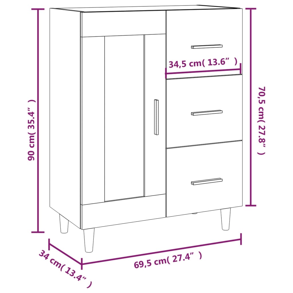 Sideboard 69,5X34X90 Cm Engineered Wood
