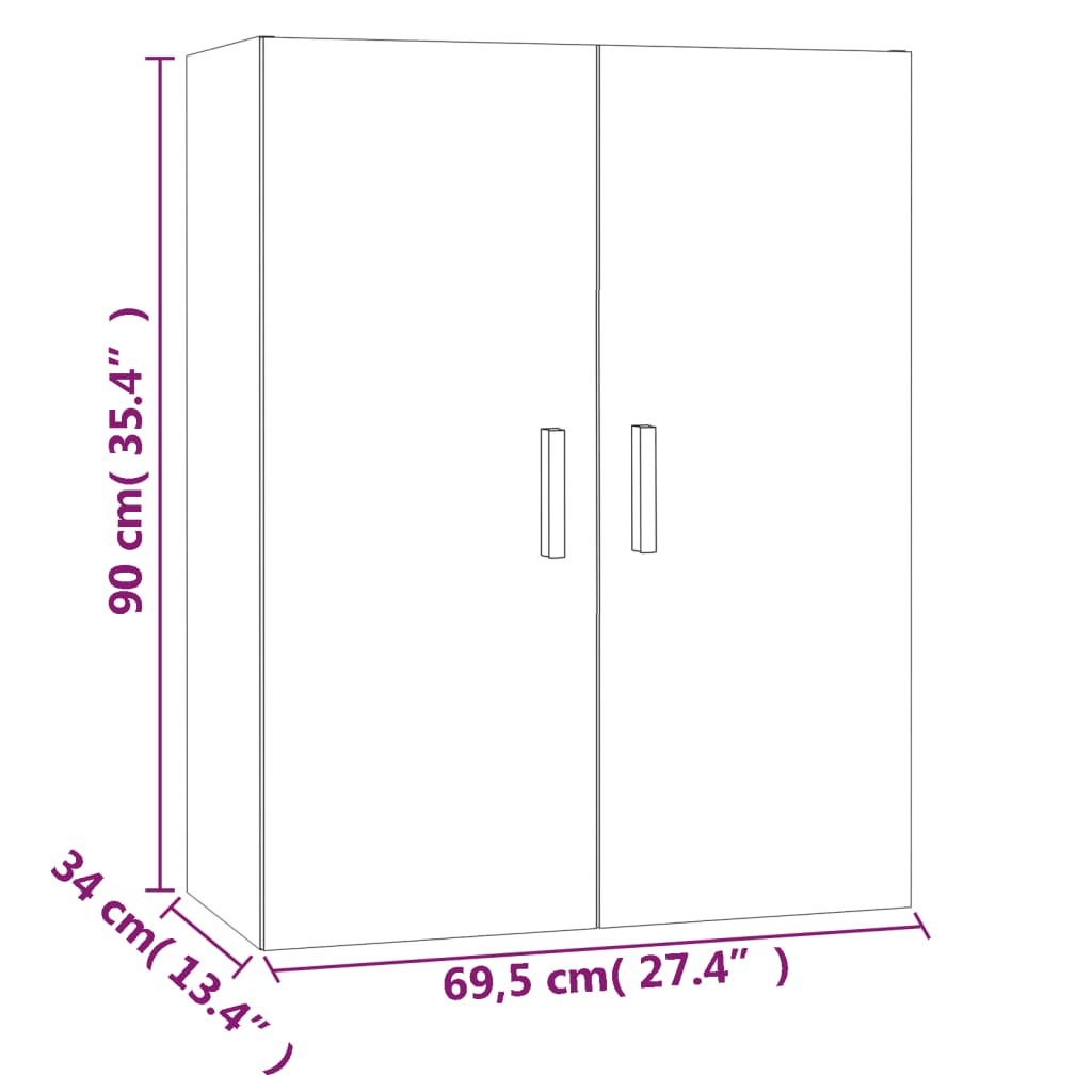 Hanging Wall Cabinet High Gloss White 69.5x34x90 cm