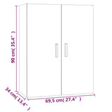 Hanging Wall Cabinet High Gloss White 69.5x34x90 cm