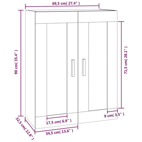 Wall Cabinet 69.5X32.5X90 Cm Engineered Wood