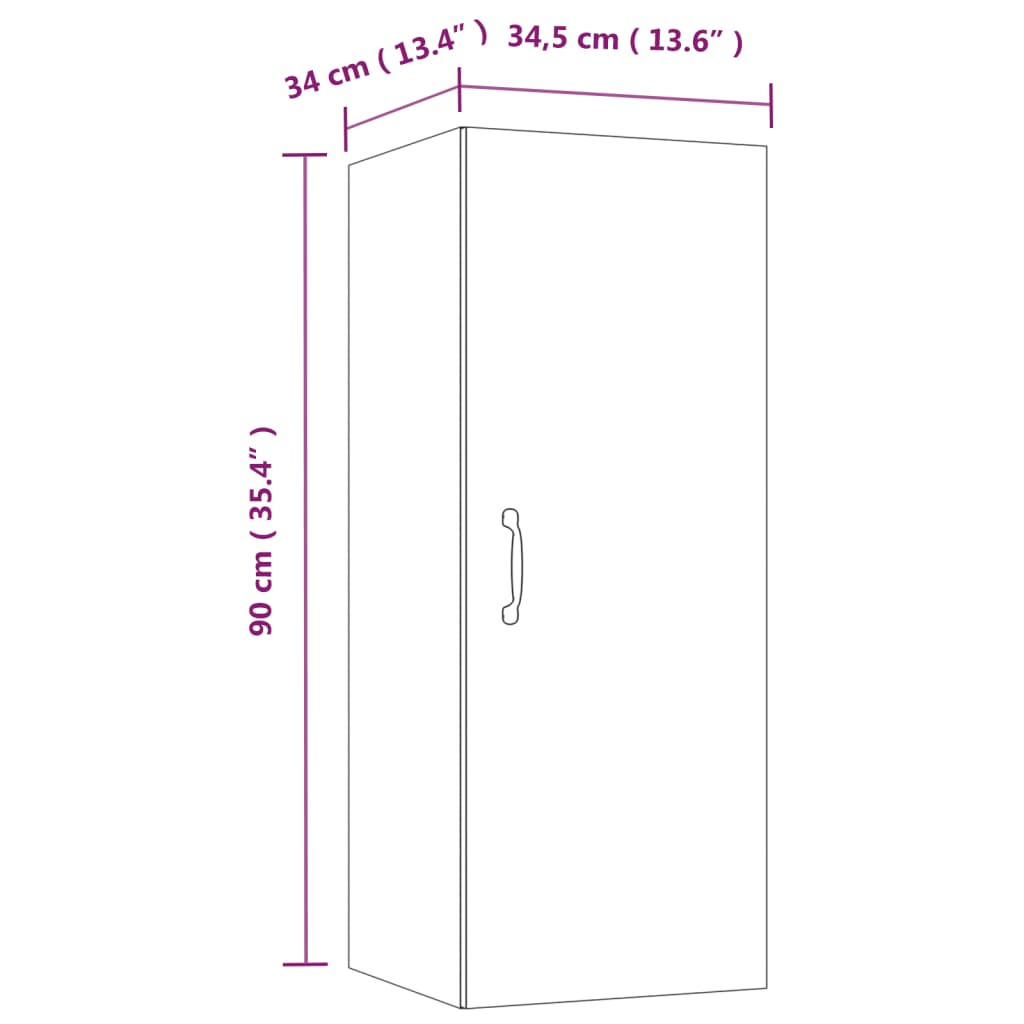 Wall Cabinet 34.5X34X90 Cm Engineered Wood