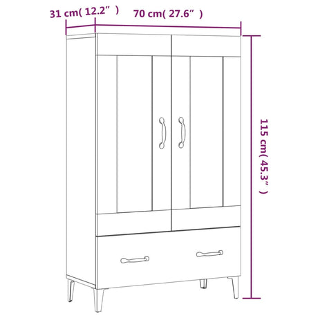 Highboard 70X31X115 Cm Engineered Wood