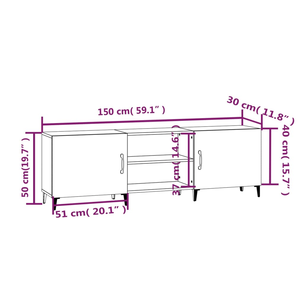Tv Cabinet 150X30X50 Cm Engineered Wood