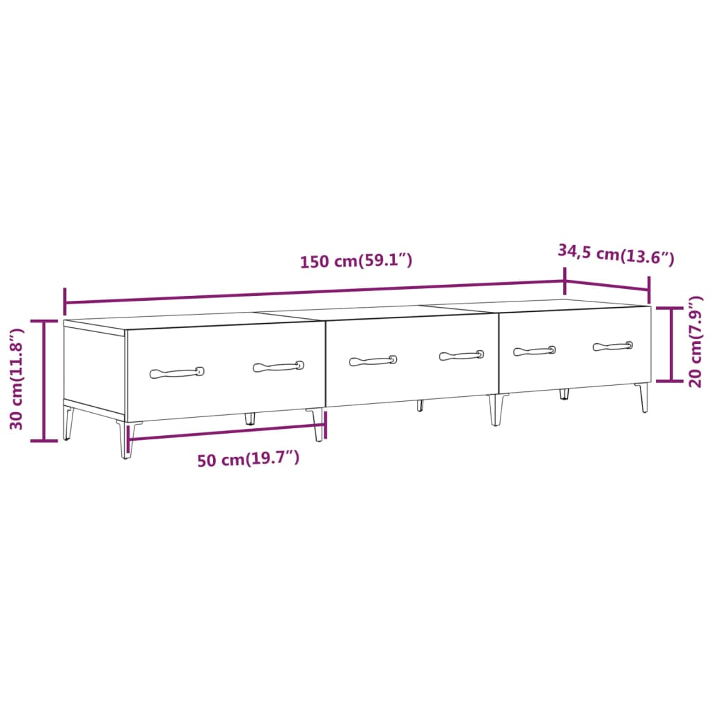 Tv Cabinet 150X34,5X30 Cm Engineered Wood