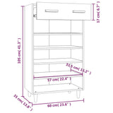 Shoe Cabinet 60X35X105 Cm Engineered Wood