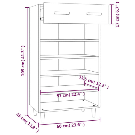 Shoe Cabinet 60X35X105 Cm Engineered Wood