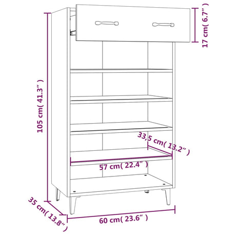 Shoe Cabinet 60X35X105 Cm Engineered Wood