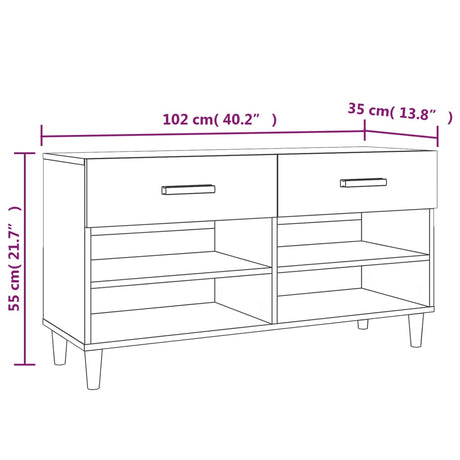 Shoe Cabinet 102X35X55 Cm Engineered Wood