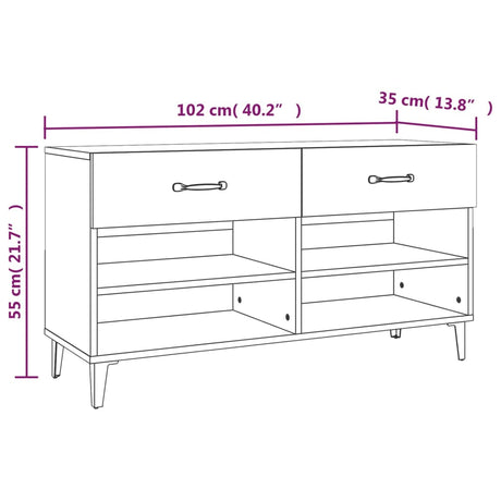 Shoe Cabinet 102X35X55 Cm Engineered Wood