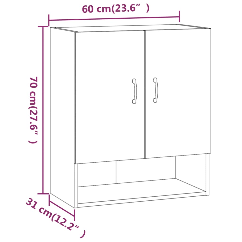 Wall Cabinet 60X31X70 Cm Engineered Wood